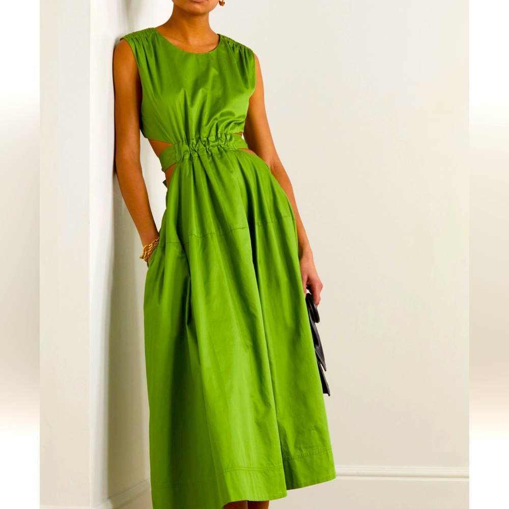 Aje cutout gathered poplin dress
